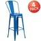 Emma and Oliver Commercial Grade 4 Pack 30" High Metal Indoor-Outdoor Barstool with Back